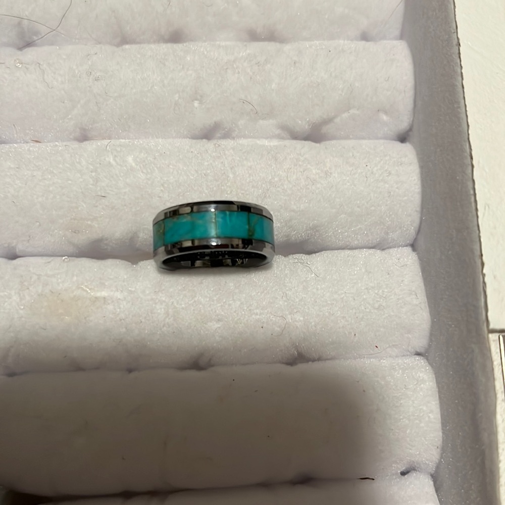 Tungsten Steel with Turquoise inlay